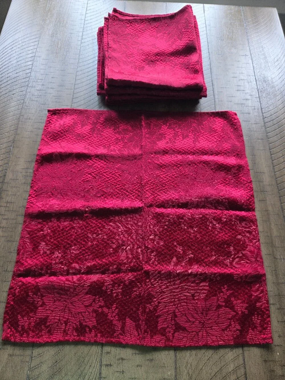 Red Tablecloth + 8 Dinner Napkins - Damask Cloth TC= 96x55 Rectangle